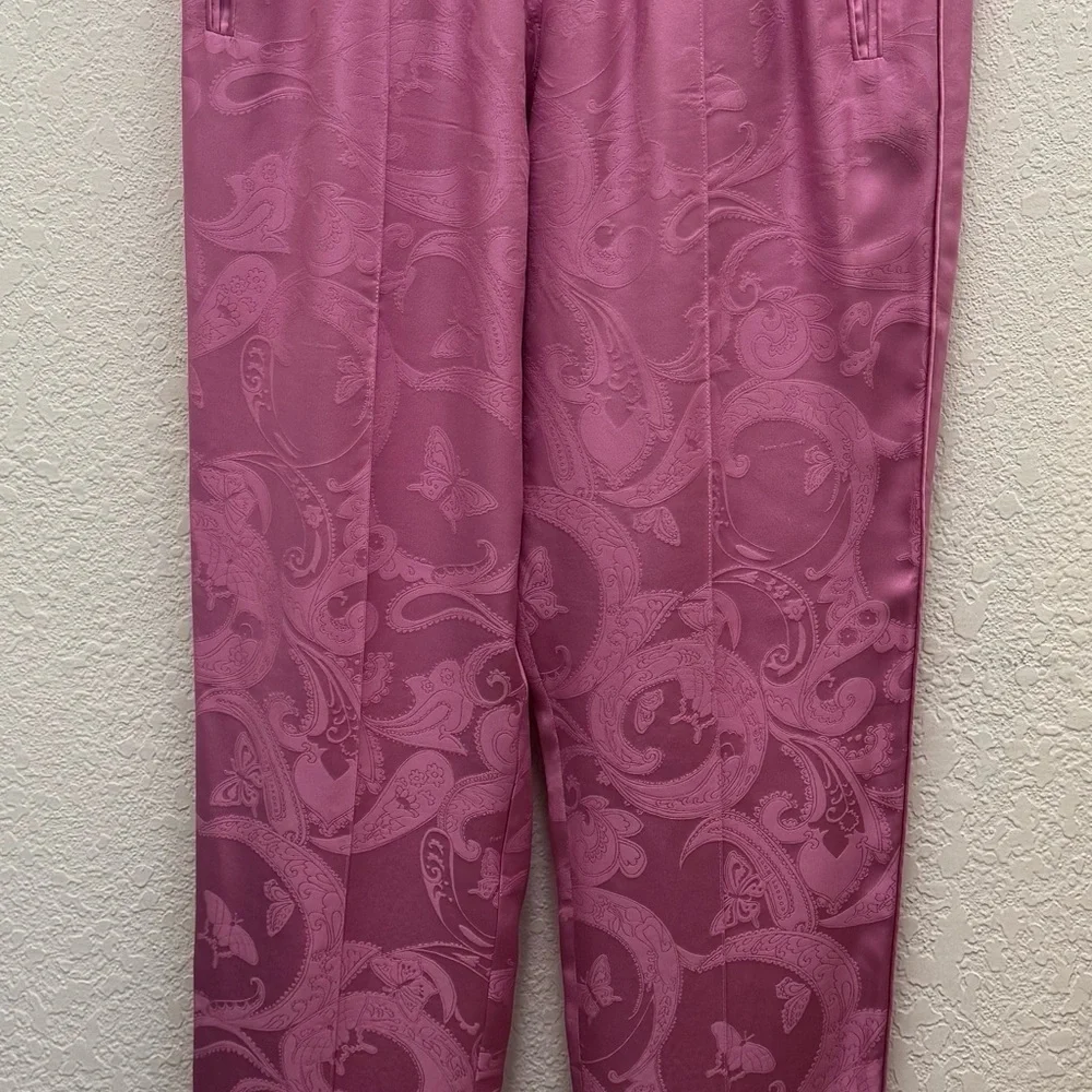 Fleur Du Mal Pajama Track Pant in Azalea Paisley Jacquard Elastic Waist‎ Size M - Picture 7 of 15